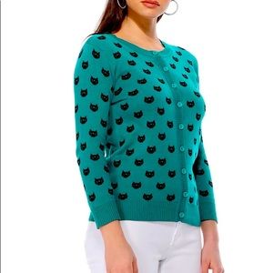 YEMAK Cat 3/4 Sleeve Button Down Cardigan NWT